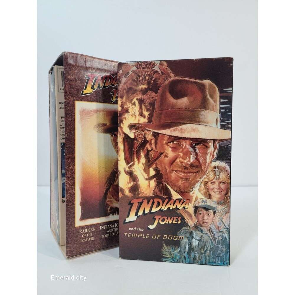 Vtg The Indiana Jones Trilogy VHS 3-Tape Set 1989 Collector's Edit Harrison Ford